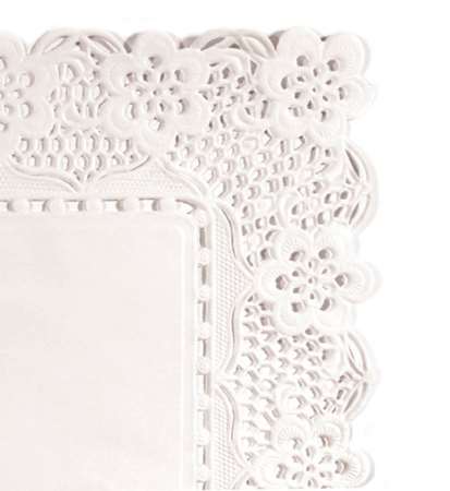 DENTELLE RECTANGULAIRE BLANCHE 30/40 cm   PAQUET DE 250