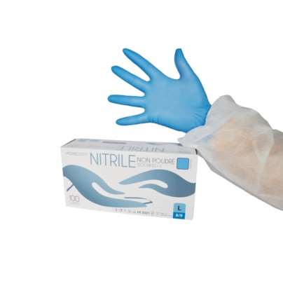 Image de GANT NITRILE BLEU NON POUDRE TAILLE S   BOITE DE 100