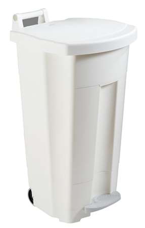Image de POUBELLE A PEDALE 90L MOBILE BOOGY BLANCHE COUVERCLE BLANC