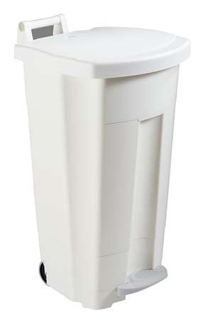 Image de POUBELLE A PEDALE 90L MOBILE BOOGY BLANCHE COUVERCLE BLANC