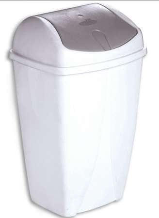 Image de POUBELLE PLASTIQUE 10L BLANCHE COUVERCLE BASCULANT SWING