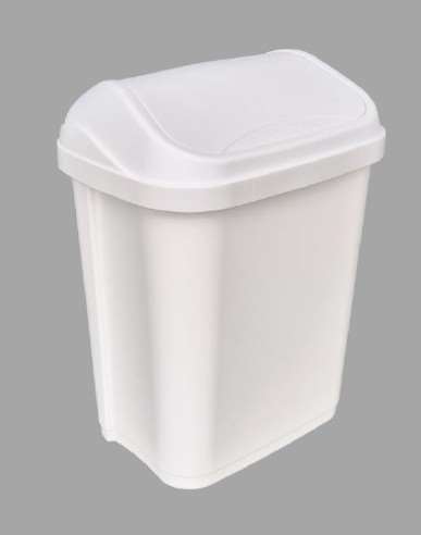 Image de POUBELLE PLASTIQUE 10L BLANCHE COUVERCLE BASCULANT SWING