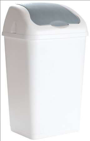 Image de POUBELLE PLASTIQUE 35L COUVERCLE BASCULANT BLANC ALTHEA GRIS