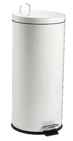 Image de POUBELLE A PEDALE 30L METAL BLANCHE AVEC SEAU INTERIEUR