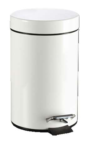 Image de POUBELLE A PEDALE 5L METAL BLANCHE AVEC SEAU INTERIEUR