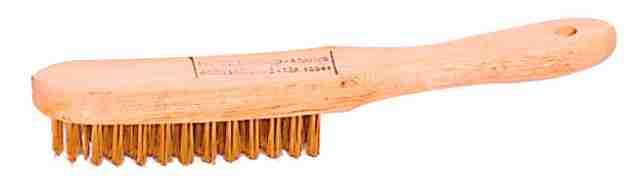 Image de BROSSE METALLIQUE ACIER 4 RANGS MANCHE BOIS