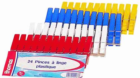 Image de PAQUET DE 24 PINCES A LINGE PLASTIQUE