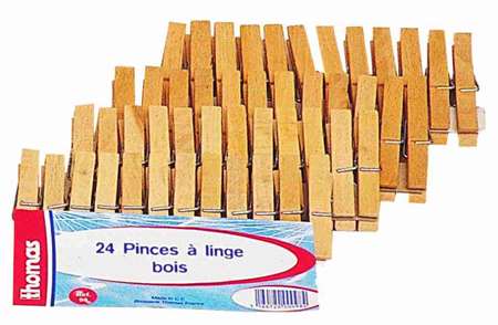 Image de PAQUET DE 24 PINCES A LINGE EN BOIS
