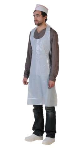 Image de TABLIER JETABLE PEBD 35µ RENFORCE 700/1200mm BLANC    x 50