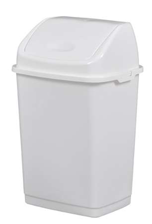 Image de POUBELLE PLASTIQUE 18L BLANCHE COUVERCLE BASCULANT CLAP