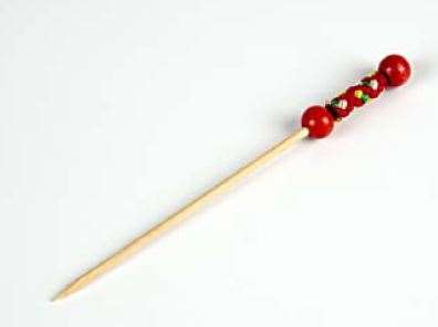 Image de BROCHETTE BAMBOU PERLE ROUGE 12cm PAQUET DE 200