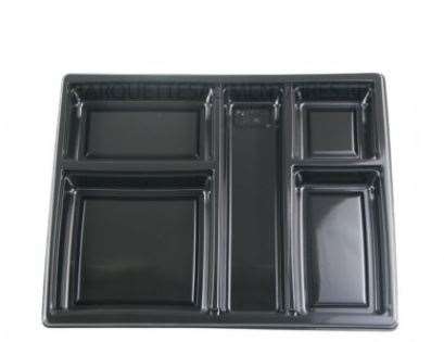 PLATEAU REPAS 5 COMPARTIMENTS 320/257/30 NOIR   SACHET DE 25