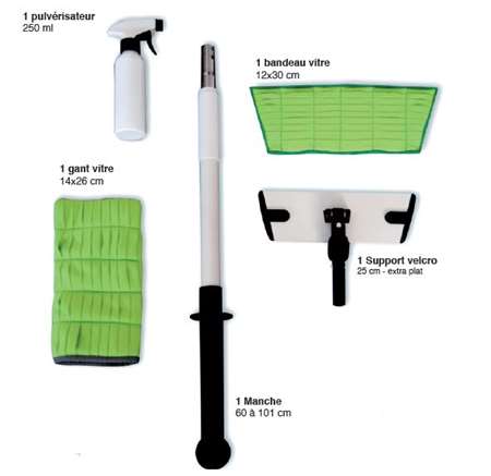 Image de KIT VITRE (PULVERISATEUR/GANT/MANCHE/BANDEAU/SUPPORT)