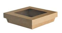 Image de BOITE SALADE KRAFT BRUN 16/16/5cm+COUV FENETRE  COLIS DE 480
