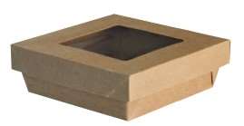 Image de BOITE SALADE KRAFT BRUN 14/14/5cm+COUV FENETRE  COLIS DE 500