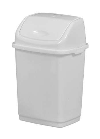 Image de POUBELLE PLASTIQUE 5L BLANCHE COUVERCLE BASCULANT CLAP
