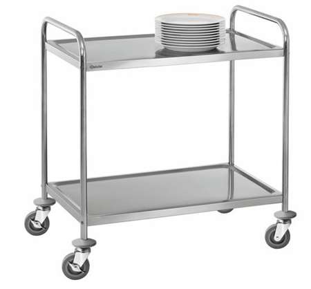 Image de CHARIOT DE SERVICE INOX 2 PLATEAUX 920/600mm Ht945mm