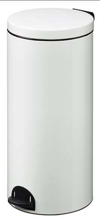 Image de POUBELLE A PEDALE 30L METAL BLANCHE AVEC SEAU SANELIA