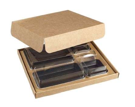 Image de PLATEAU KRAFT VAISSELLE NOIRE KANOPEE COUV RPET x30