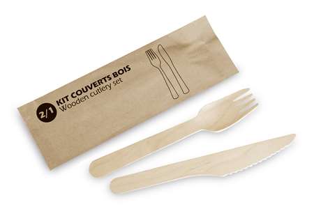 Image de SACHET COUVERTS 2/1 BOIS (CO+FO) SACHET PAPIER COLIS DE 500