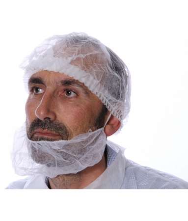 Image de CACHE BARBE CLIP POLYPROPYLENE BLANC BOITE DE 100