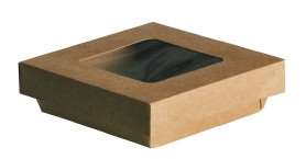 Image de BOITE SALADE KRAFT BRUN 9.5/9.5/4cm+COUV FENET SACHET DE 25