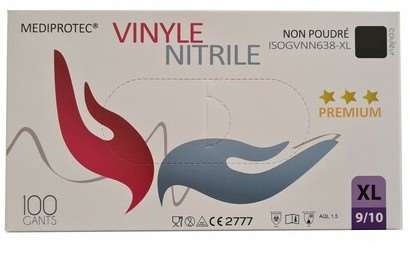 Image de GANT VINYLE/NITRILE NOIR NON POUDRE XL PREMIUM BOITE DE 100