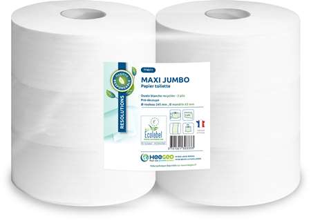 Image de PAPIER TOILETTE 2p MAXI JUMBO 320m ECOLABEL RECYCLE x6