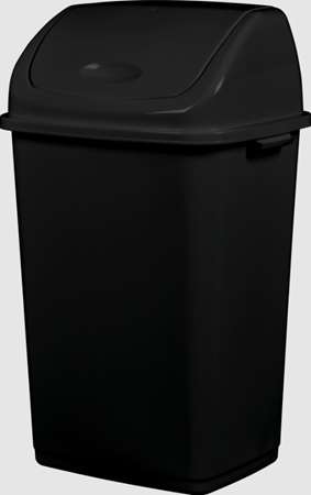Image de POUBELLE PLASTIQUE 50L NOIRE COUVERCLE BASCULANT CLAP GREEN