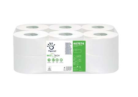 Image de PAPIER TOILETTE 2p MINI-JUMBO BIO TECH BLANC 140m x12
