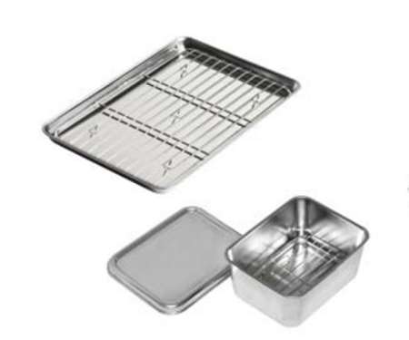 PLATEAU A DRESSER JAPONAIS 21.5/15.1cm INOX AVEC GRILLE
