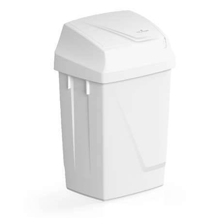 Image de POUBELLE PLASTIQUE 25L ATLAX BLANCHE COUV BASCULANT BLANC