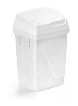 Image de POUBELLE PLASTIQUE 25L ATLAX BLANCHE COUV BASCULANT BLANC