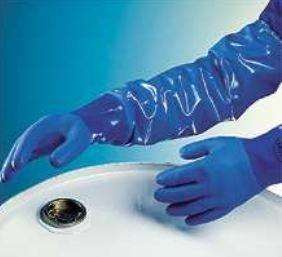 Image de GANT PLONGE PVC BLEU  longueur 65cm taille 9    la paire
