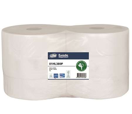 Image de PAPIER TOILETTE 2p MAXI JUMBO 380m BLANC GAUFRE ECOLABEL x6