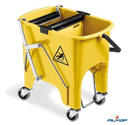 Image de SEAU BI-BACS 2x8L ROCKET AVEC ROULEAUX ESSOREURS + ROUES