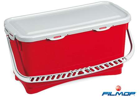 Image de SEAU 20L RECTANGULAIRE TOP/DOWN ROUGE AVEC COUVERCLE GRIS