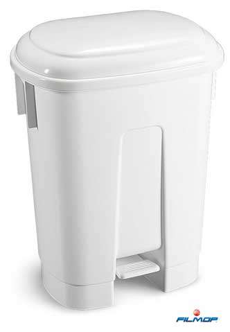 Image de POUBELLE A PEDALE 60L PLASTIQUE SIRIUS BLANCHE COUV BLANC