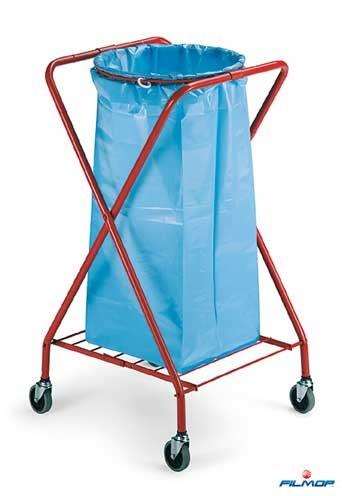 Image de CHARIOT PORTE SAC 110/130L PLIABLE EPOXY ROUGE ROUES Ø80mm