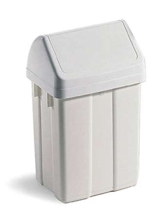 Image de POUBELLE PLASTIQUE 12L BLANCHE COUVERCLE BASCULANT BLANC