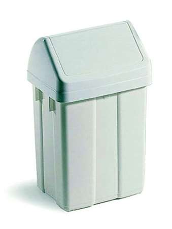 Image de POUBELLE PLASTIQUE 12L BLANCHE COUVERCLE BASCULANT BLANC